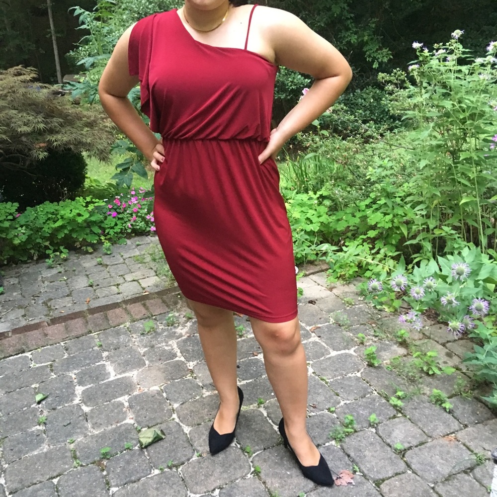 Wine Red Off the Shoulder Dress